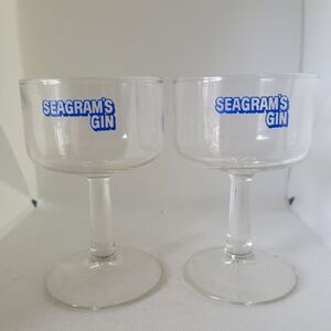 Pair of Vintage Seagram's Martini Gin Mini Stemmed Glasses
